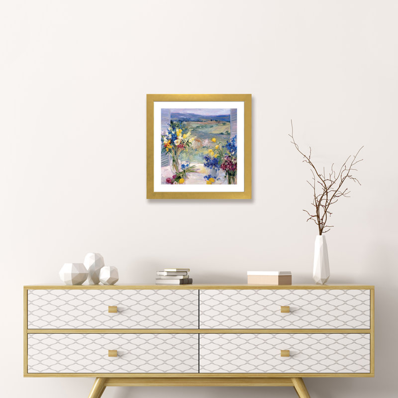 «Tuscany Floral» par Allayn Stevens, reproduction d'art, H 16 po x l 16 po x P 1 po, Papier encadré doré