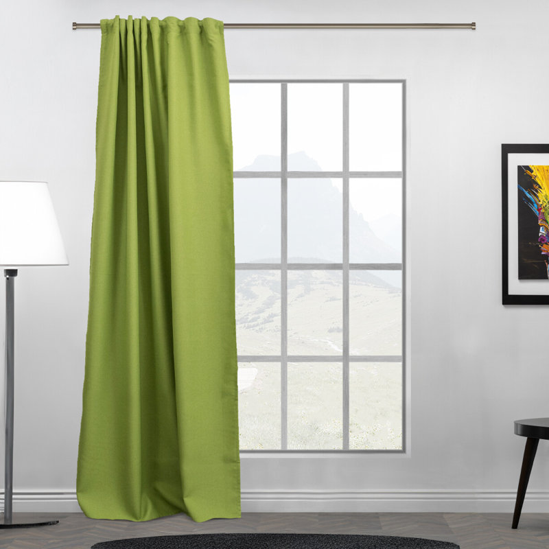 Room Darkening Single Curtain Panel, 130cm Width x 295cm Drop, Lime Green