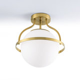 11.2‘’-1 Light  Sphere Globe Frosted Glass Semi Flush Mount For Dining Room Hallway