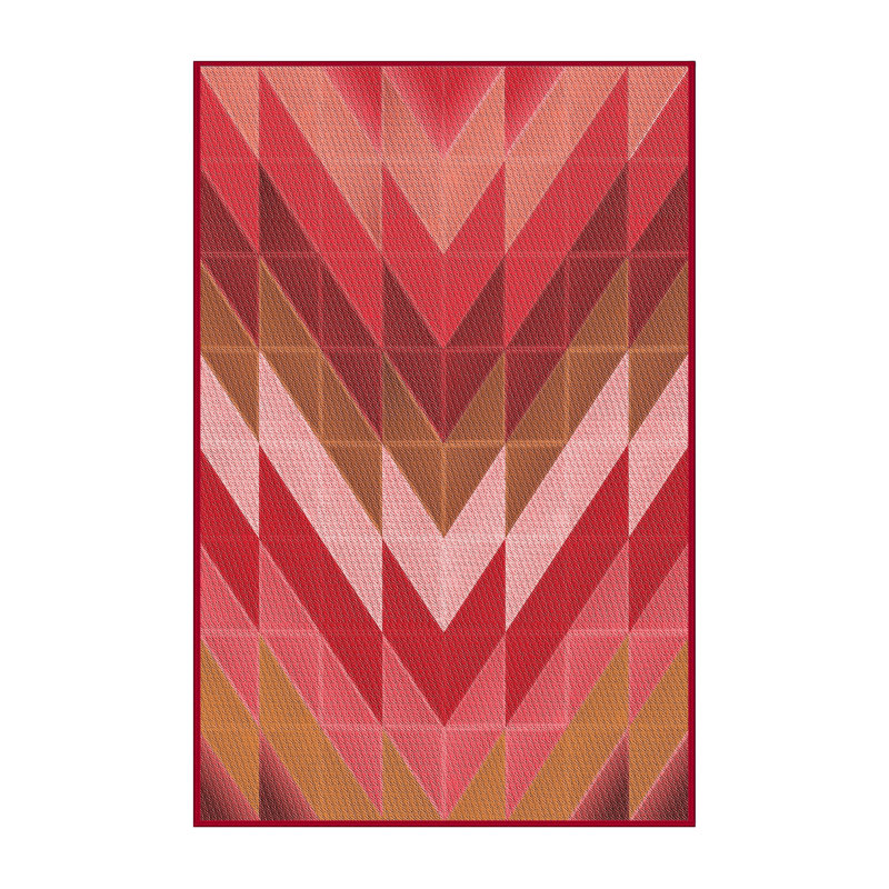 Tapis tissé à la machine en rouge, Rectangle 3 pi x 5 pi