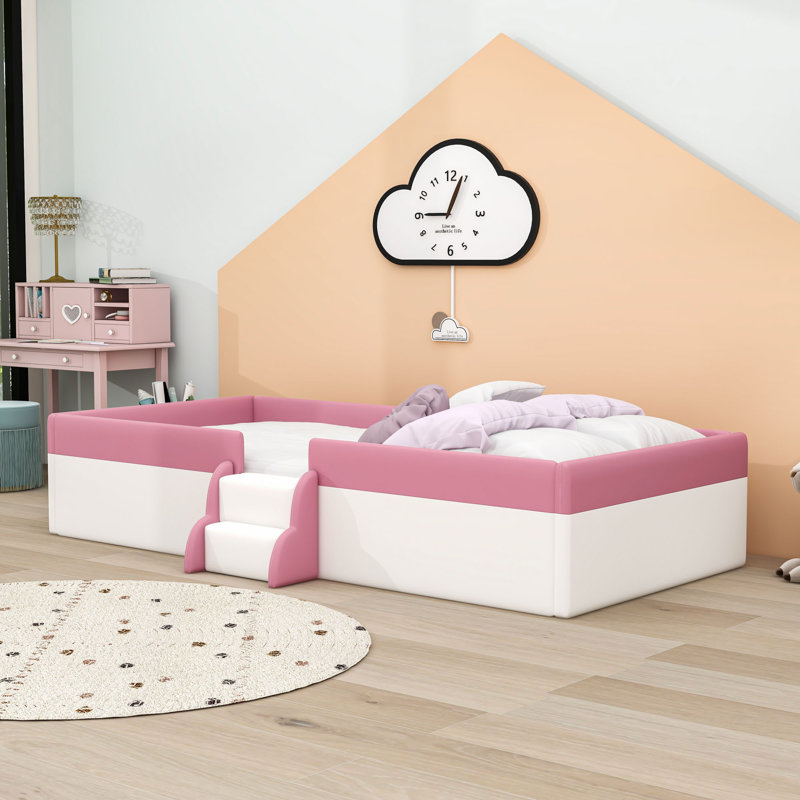Upholstered Loft Bed Frame With Fence, Twin