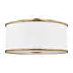 Dartmore 2 Light Silk Screen White Inside Clear Outside Glass Diffuser And White Linen Fabric Shade Flush Mount
