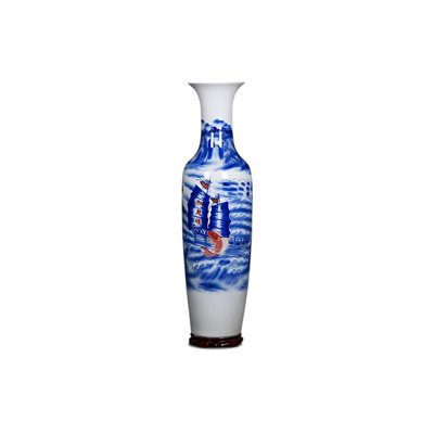 70.87"A decorative vase made in Jingdezhen with hand-painted beautiful landscape pictures of the river.