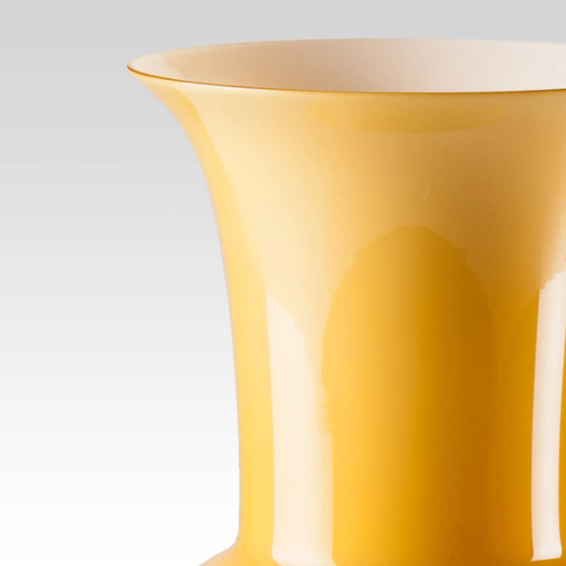 Venini Opalino Vase, 14.17" H x 6.69" W x 6.69" D, Amber