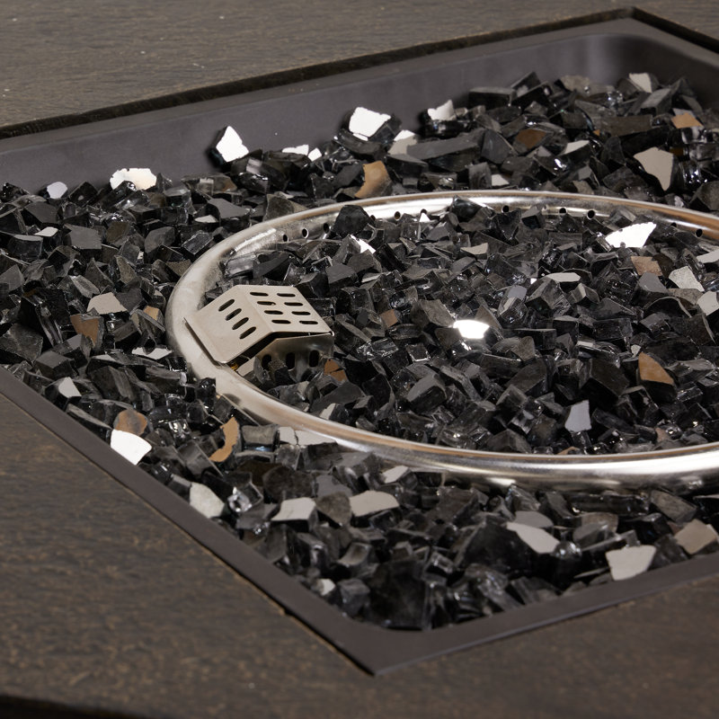 Square Farmhouse Fire Pit Table  w/50K BTU  Adjustable Flame