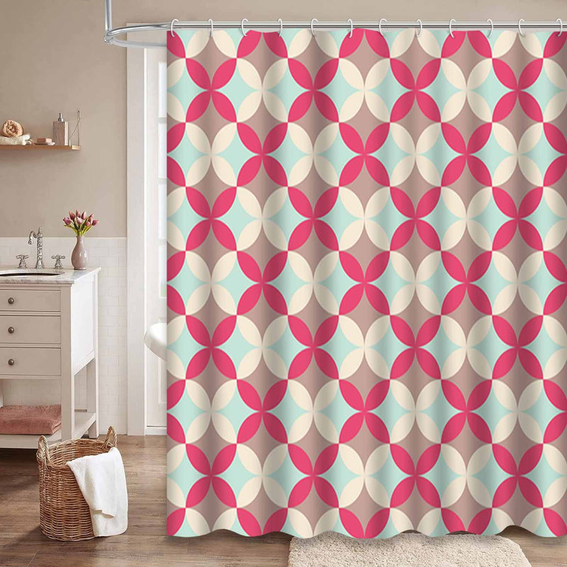 Rideau de douche imperméable rétro à motif floral rétro avec 12 crochets, L 72 po x l 78 po