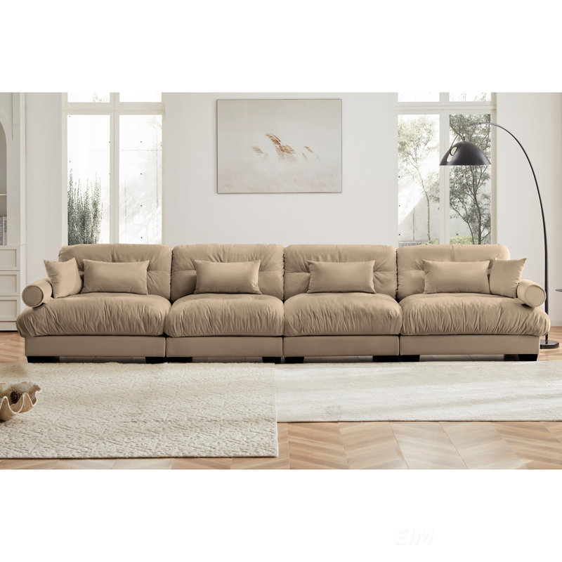 Super Comfort Oversized Modular Velvet Sectional Sofa With Movable Ottoman, Deep Seat, And Convertible L Shaped Design For Living Room