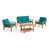 Structure en teck / coussin bleu sarcelle est en rupture de stock