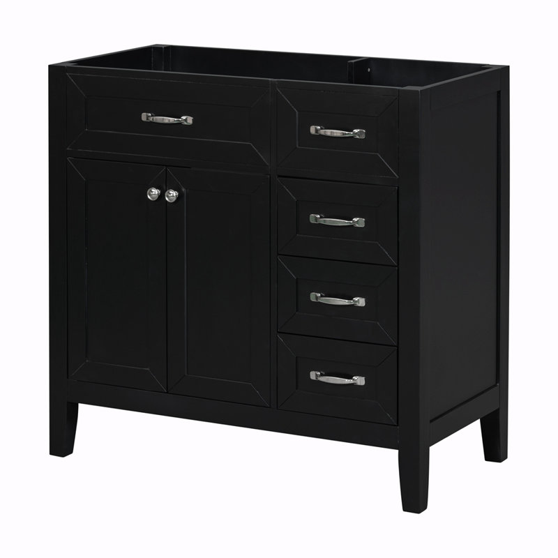 Base de meuble-lavabo simple 35,5 po Shaynia seulement, Noir