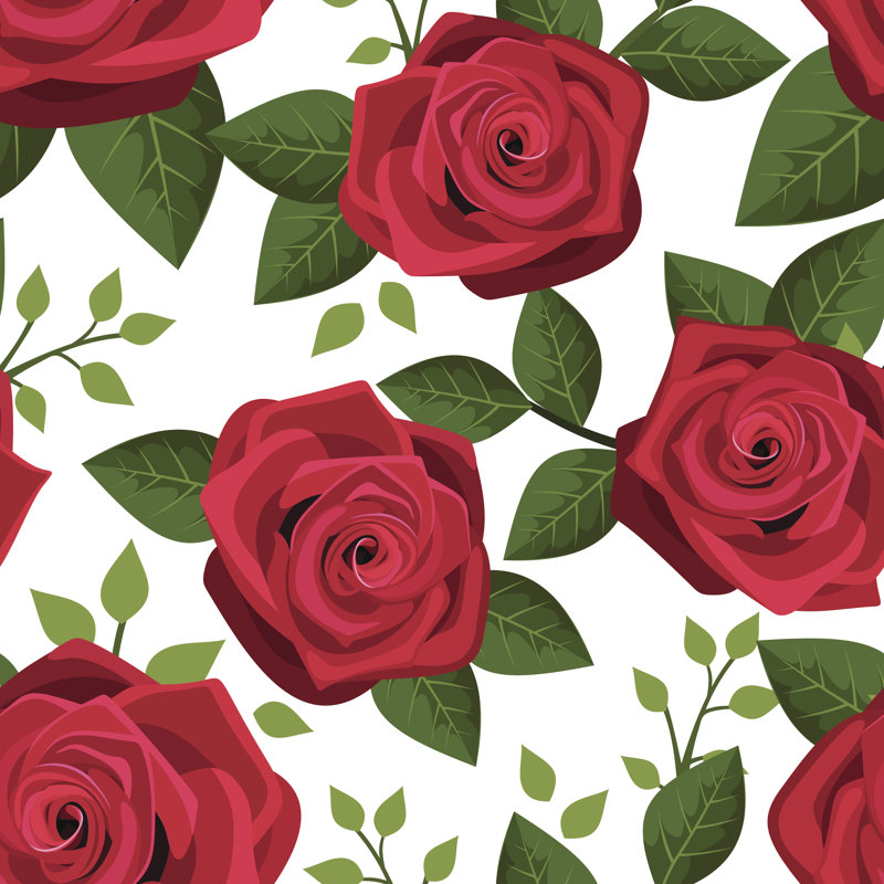 Roses rouges Palominas, illustration de Naddiya, H 12 po x l 12 po