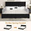Cadre de lit très grand, cadre de lit rembourré en velours avec tête de lit à oreilles, 2 tiroirs de rangement, aucun sommier nécessaire, noir-123836360-123836356