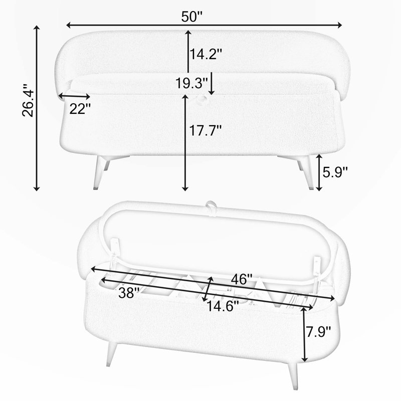 Tamike 50-Inch Multi-Functional Long Rectangular Bed End Storage Sofa Stool, Green