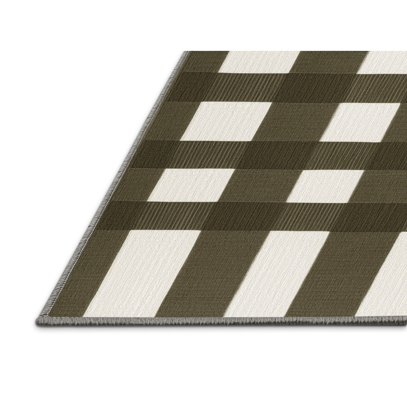 Tapis brun à carreaux lavable à la machine, Carré 5 pi