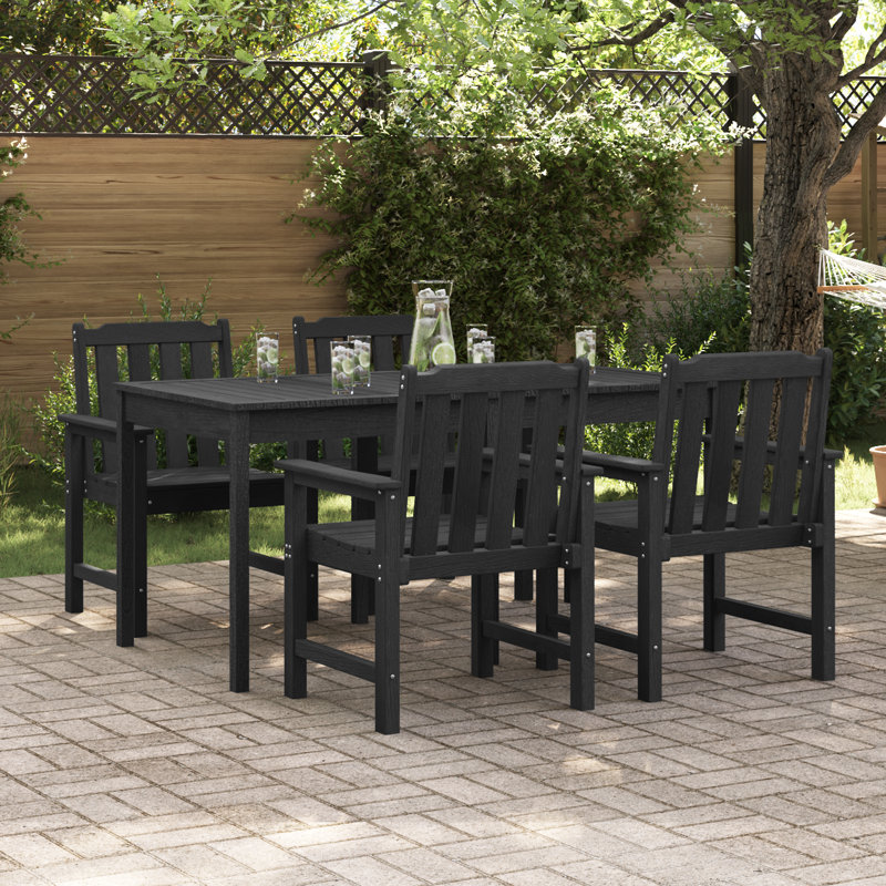Chaise de jardin vidaXL 4 pièces en polyéthylène noir 65,5 x 59 x 88 cm