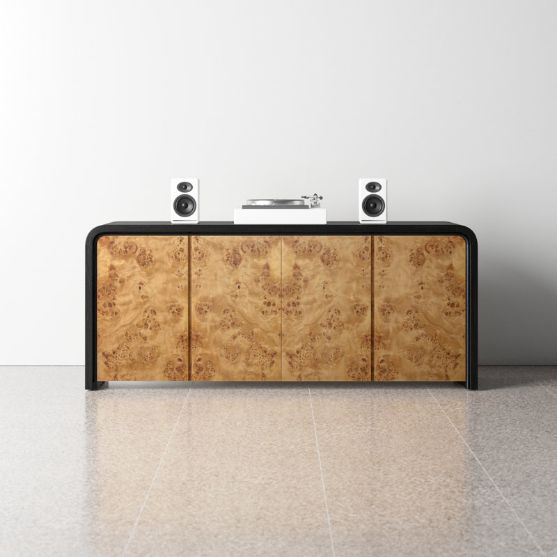 Gerda 78.75'' Black and Natural Oak Burl Wood Sideboard