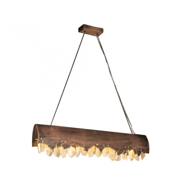 Lustre suspendu Light Kritallos, Or antique, Ambre, H 60 po x l 33 po x P 33 po