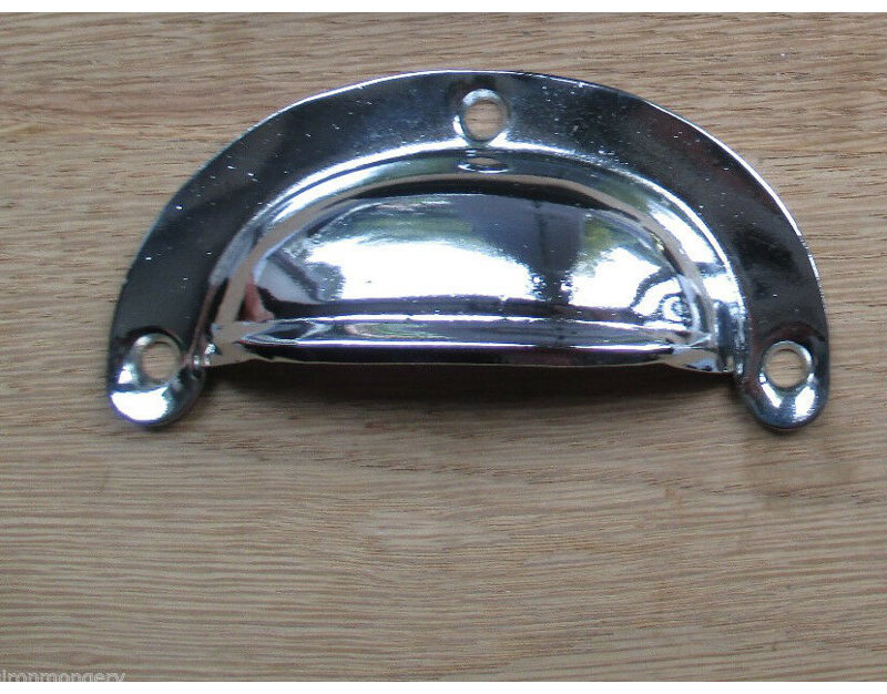 Lugged Pressed Steel Cup Pull Antique Iron, Chrome