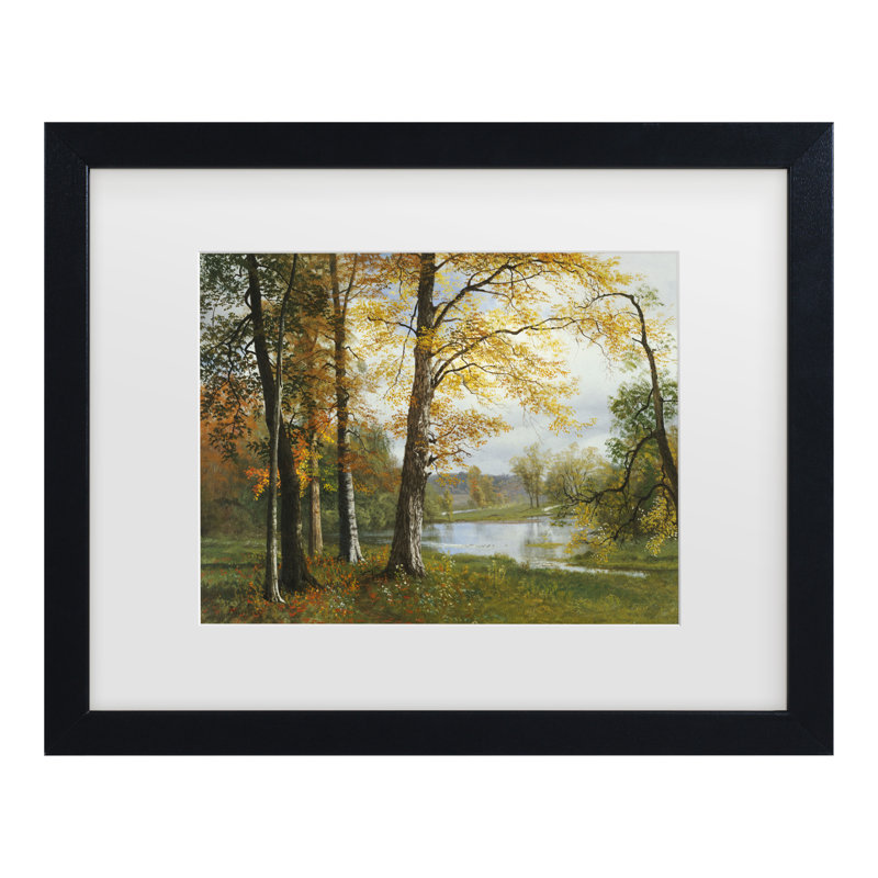 Art mural encadré - Décoration murale «A Quiet Lake» par Albert Bierstadt avec cadre mat - Art du salon, cuisine et salle de bain - 16 x 20
