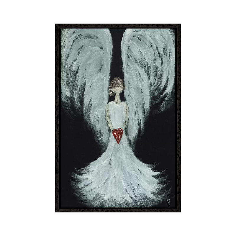 Heart Angel 1 Piece Painting on Canvas, 101.6 cm H x 66.04 cm W, Black Framed