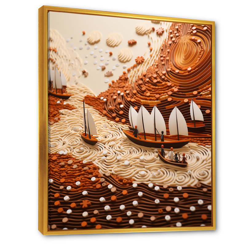 «Orange River Reverence Dream» 2, Cadre flottant doré, H 40 po x l 30 po x P 1,5 po