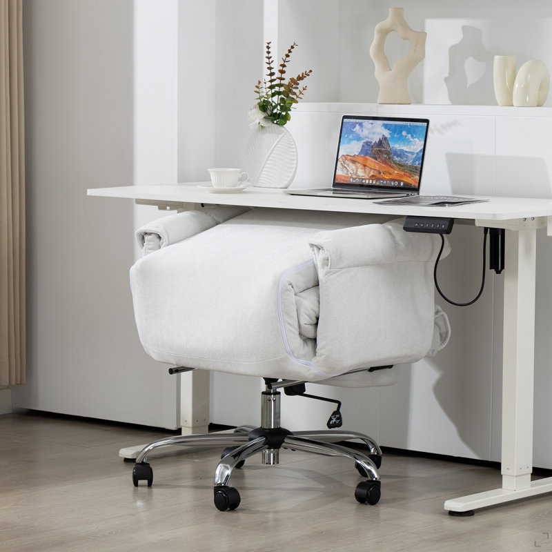 Chaise de bureau à haut dossier, chaise de bureau inclinable avec repose-pieds, coussin épais, mousse à haute résilience, hauteur réglable, roulettes
