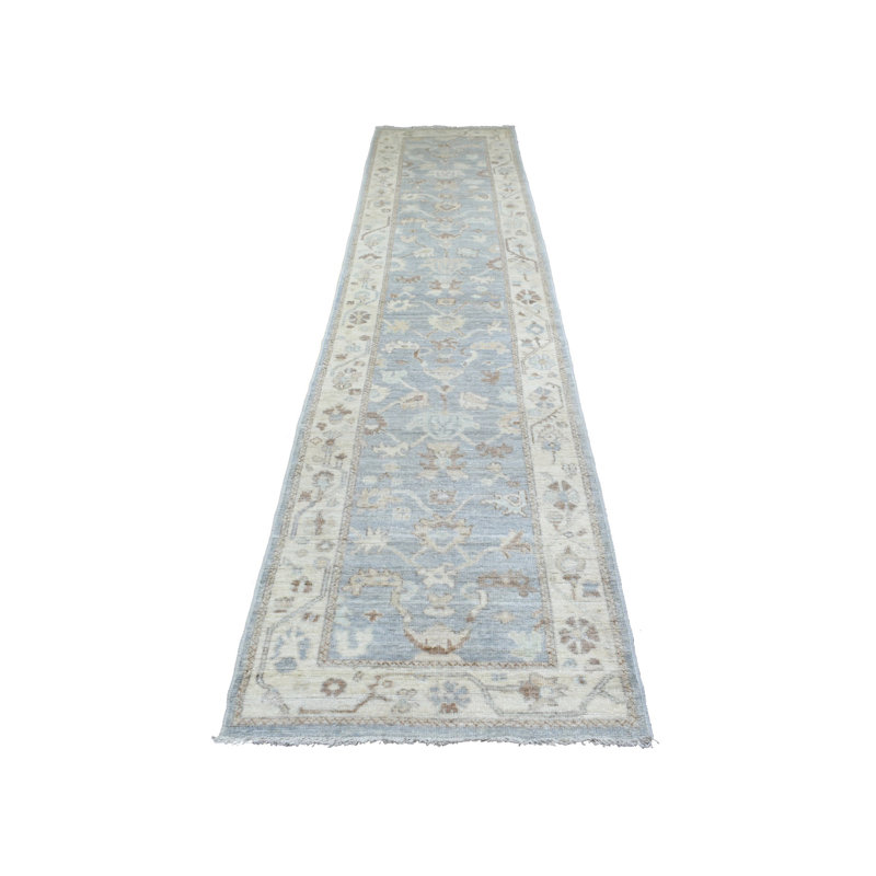 Tapis de couloir gris en laine noué à la main 3 pi x 13 pi 7 po Angora Ushak 932946CB25E340EEAA060F93400F88FF