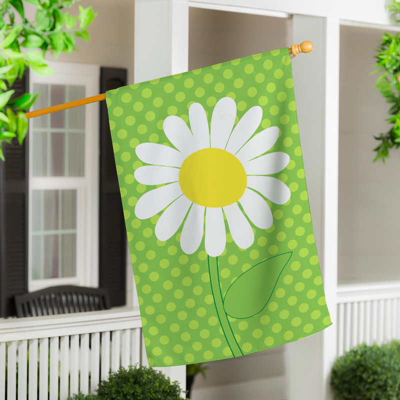 Arlmont & Co. White Daisy Basic Applique House Flag | Wayfair