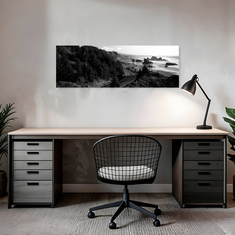 Highway Along A Coast Highway 101 Pacific Coastline Oregon USA by Dan Merkel - Wrapped Canvas Panoramic Print