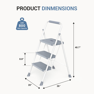 3 - Step Steel Lightweight Folding Step Ladder