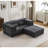 Compression Mahjong Sofa,Convertible Floor Sofa Bed,DIY Boneless Modular Sectional Sofa,No Assembly Required,Circle Fleece Fabric,Oversized 2 Seater With 1 Ottoman,Dark-Grey-1065845767