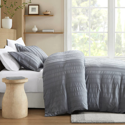 Couette rayée tissée 3 pièces, qualité supérieure, avec attaches aux coins intérieurs, garantie sans toxines, sophistication sans effort, attaches pour une meilleure stabilité, respirante.