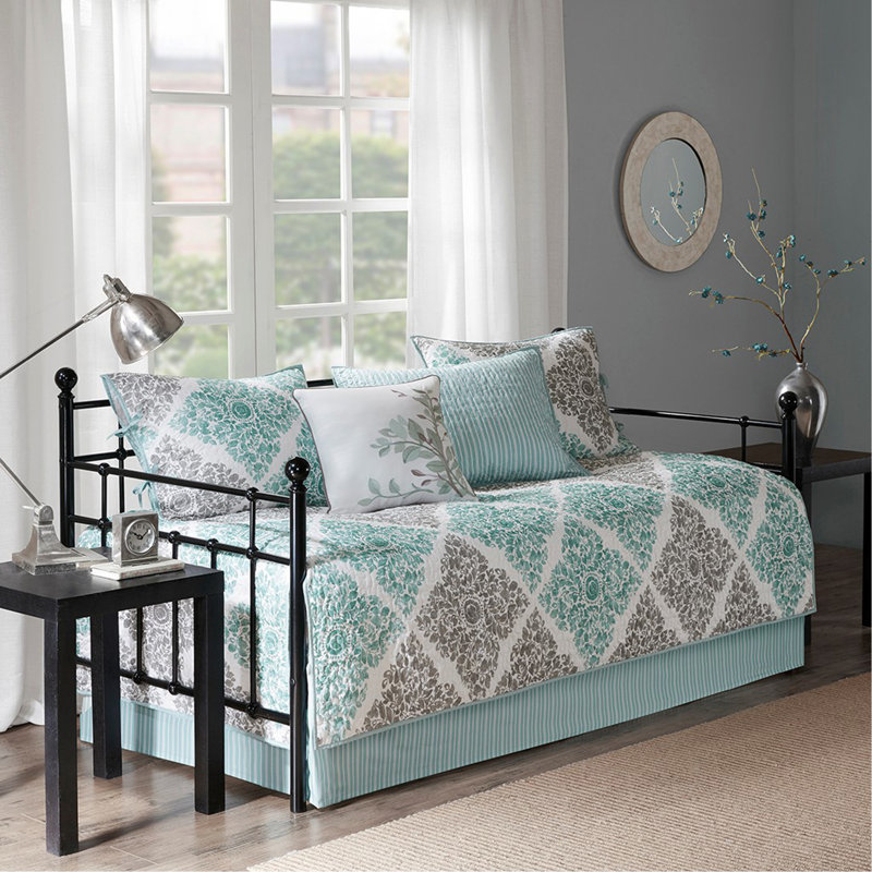 Ensemble de housse de lit de jour réversible 6 pièces Aqua