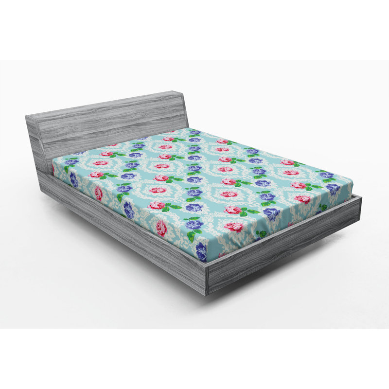 Microfiber Floral Fitted Sheet, Full Fitted Sheet