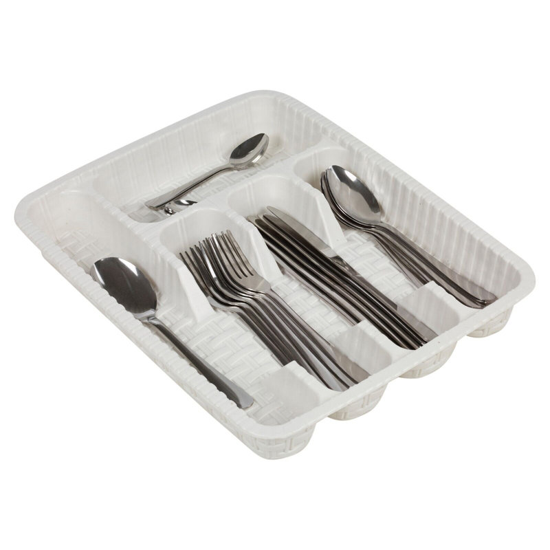 Plastic Rectangle Utensil Crock, White