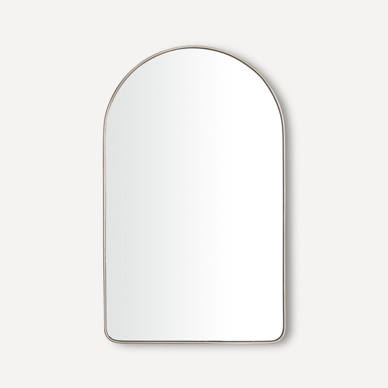 Miroir arqué en métal, Étain brossé
