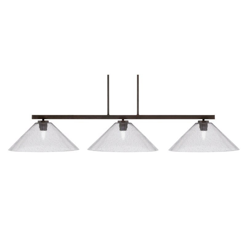 Barre d'éclairage 3 lumières avec verre 16 po Atlas, Granit foncé, Bulles / fumée, H 8,25 po x l 52,5 po x P 16 po