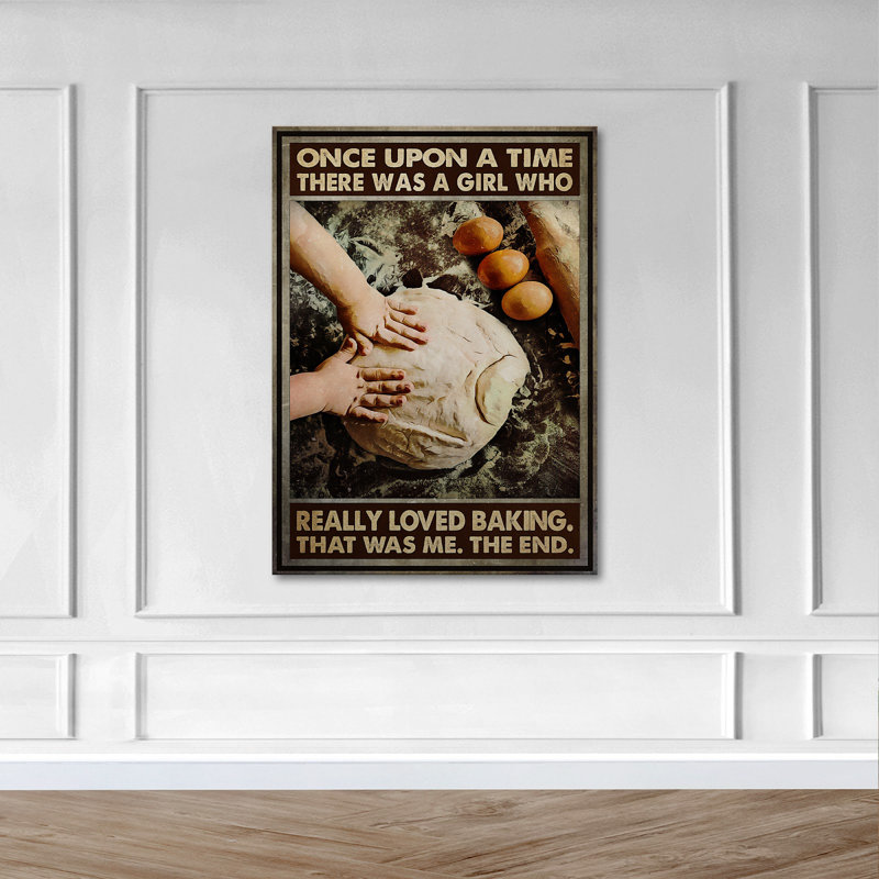Une fille qui a vraiment adoré la cuisson sur toile tendue - Illustration de cuisson, décoration de cuisine beige et brune
