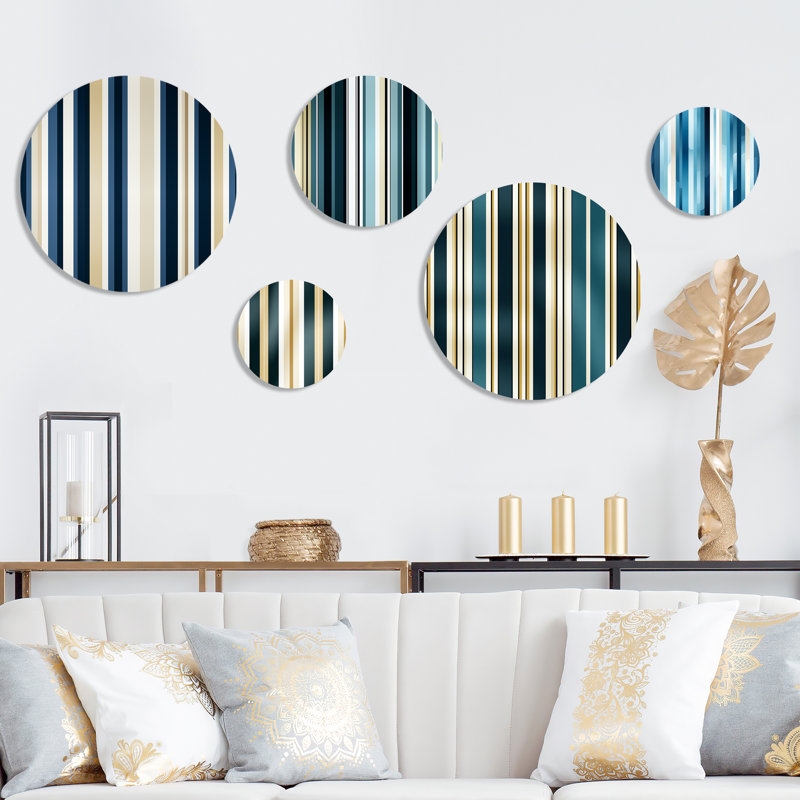 Rutland - Ensemble abstrait d'art mural rond moderne de 5