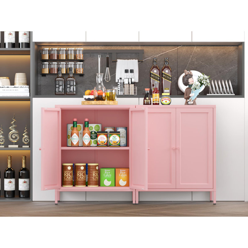 2 Door Metal Storage Side Buffet Cabinet For Bed Room,living Room,entryway,hallway,home,hotel,office,garage,kitchen,1 Removable Shelf.