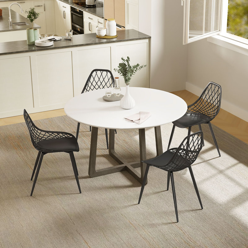 Ensemble de 4 chaises de cuisine en plastique, noir