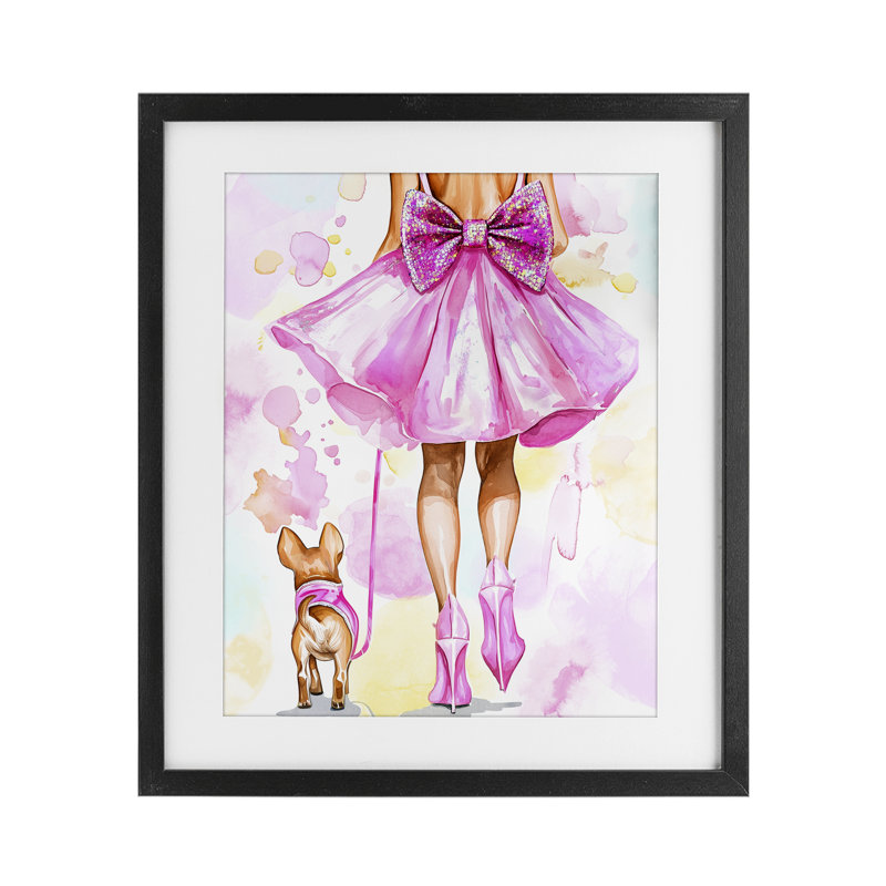 «Walking The Runway Gal», reproduction encadrée sous verre, design par Jess Stempel, H 16 po x l 13 po, Cadre noir minuit