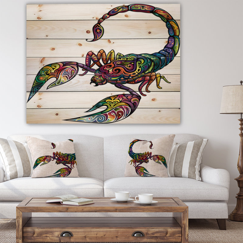 Animal «Cheerful Scorpion», impression, H 30 po x l 40 po x P 1,5 po, Bois