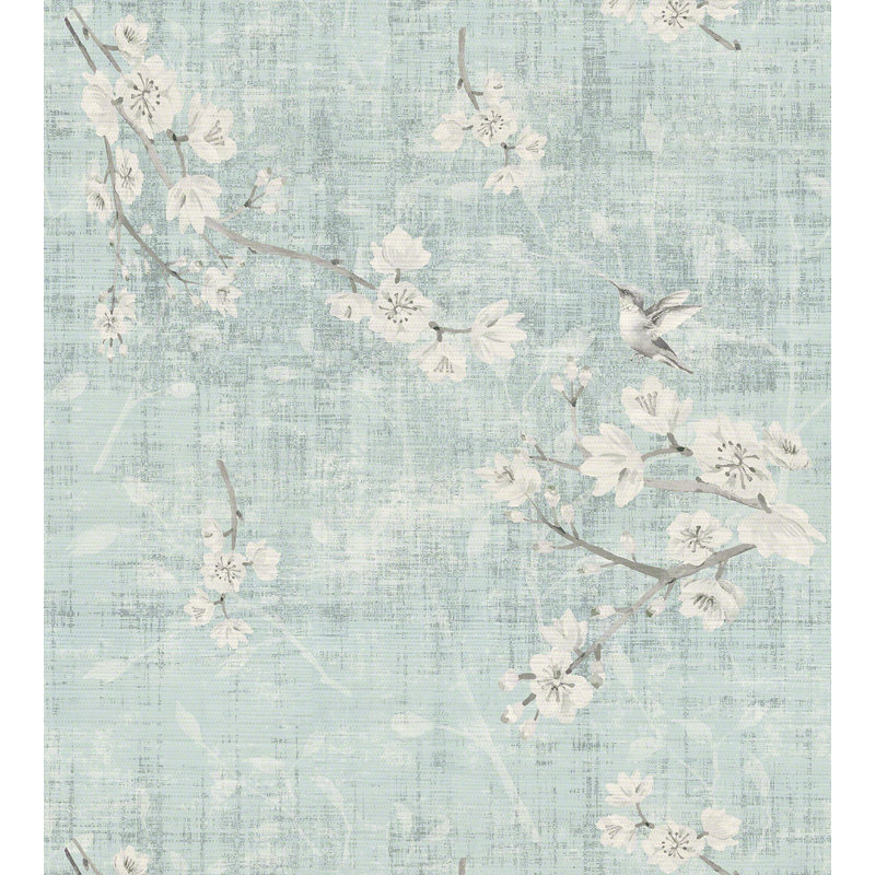 Chinoiserie Animal Print Metallic Wallpaper Roll, Sky