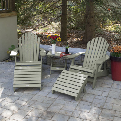 Anette Plastic/Resin Folding Adirondack Chair with Ottoman/Table