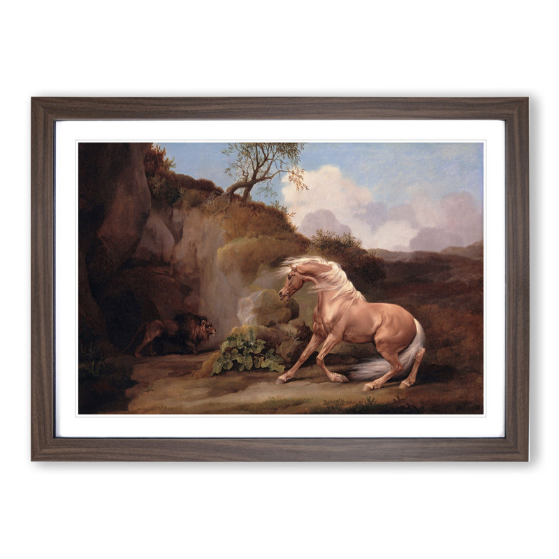 Horse Frightened by George Stubbs - Picture Frame Painting, 48cm H x 65cm W x 2cm D, Walnut Framed