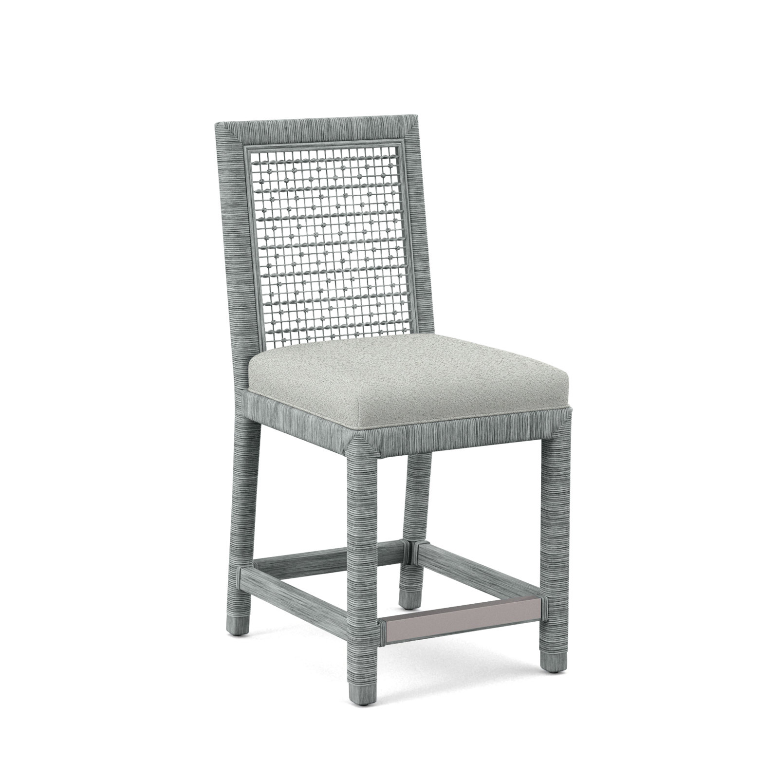Scotia 24" Counter Stool, Neutral Performance Plaid, Nickel