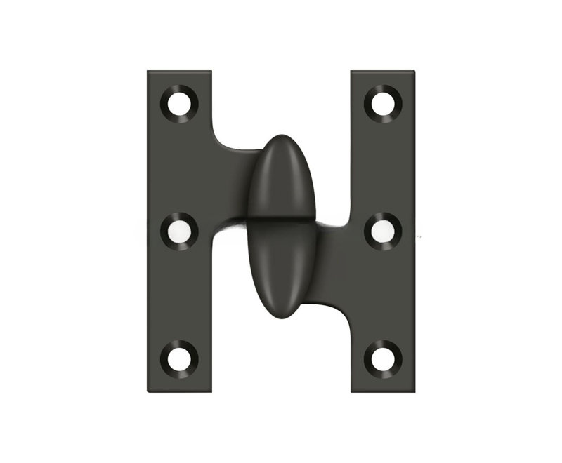 Charnière olive 2 1/2 po x 2 po Deltana OK2520U10B-R; Finition bronze huilé, Bronze huilé, Côté droit