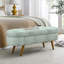 Banc de rangement ovale, pieds en bois d'hévéa, 43,5 po x 16 po x 16 po, cyan, fabriqué à la main, repose-pieds ou siège, cadre, option cyan fabriqué, utilisation, caractéristique-604363185