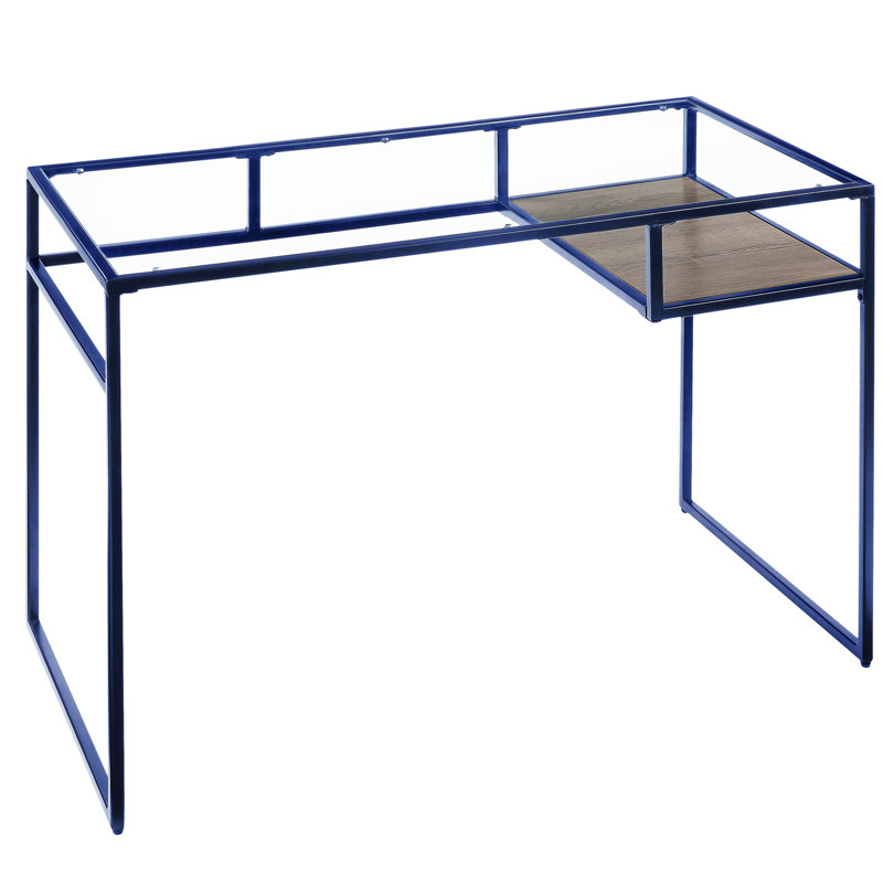 Glass Top & Blue Finish Writing Desk