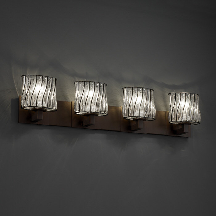 Eldersburg 4 - Light Vanity Light, Dark Bronze, Swirl with Clear Bubbles, Oval